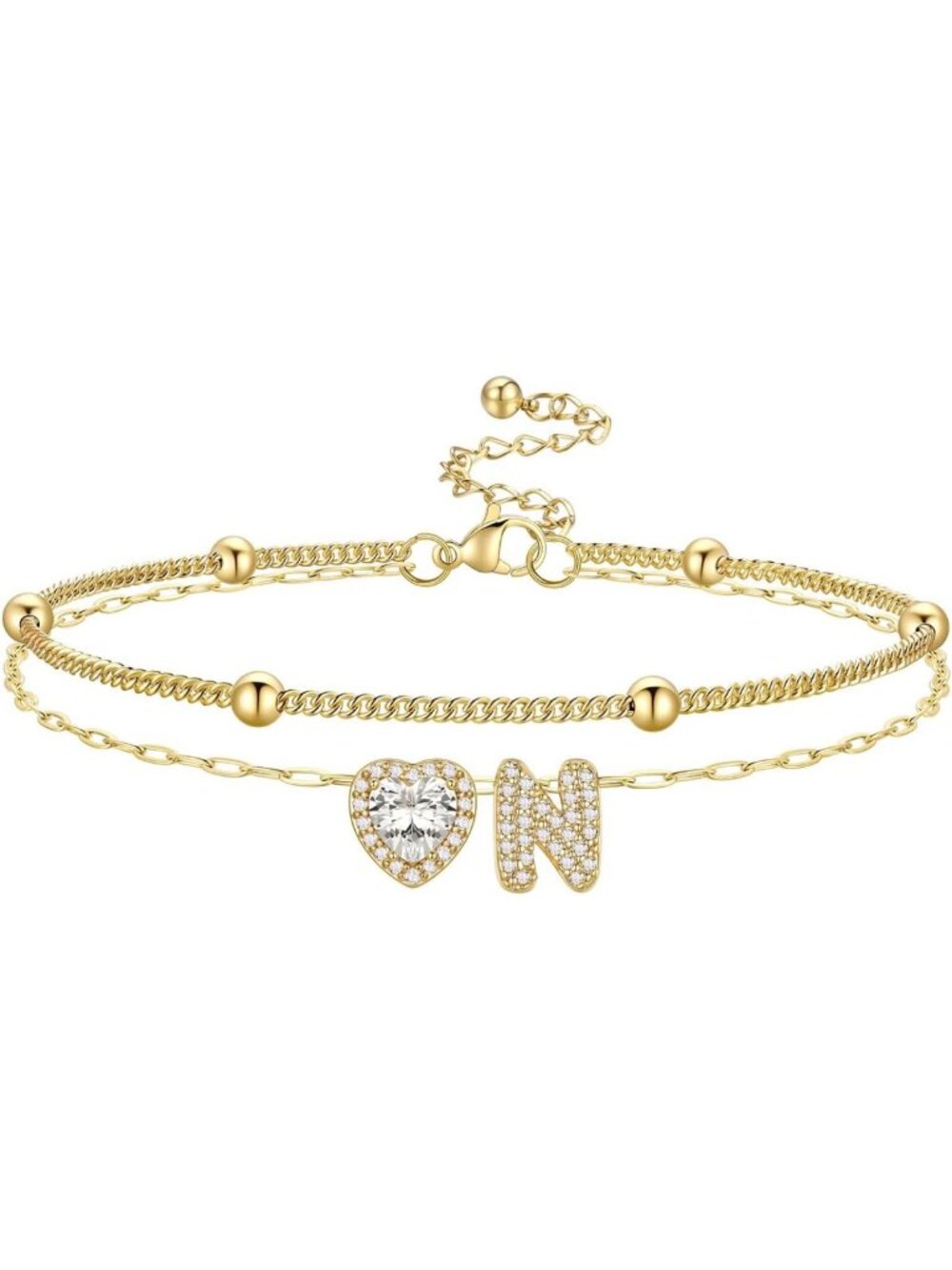 Dainty Initial Anklet Bracelet for Women - Waterproof, Non-Tarnish, Adjustable